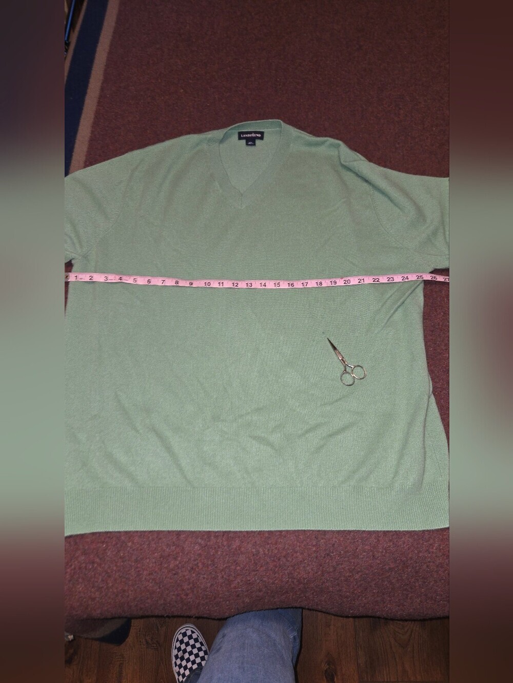 Men's Lands End Cashmere VNeck XXL small Holes On Front See Pics - Picture 4 of 9
